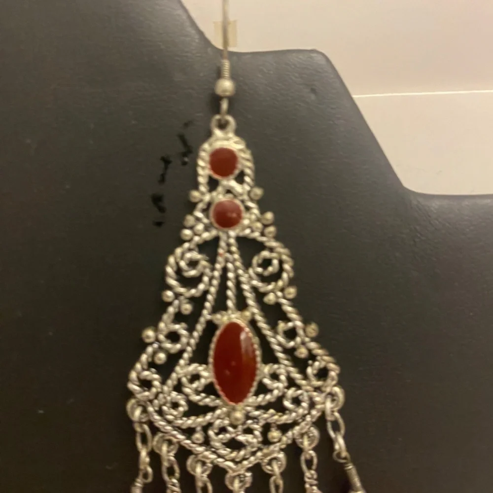 Elegant Dark Red Chandelier Earrings